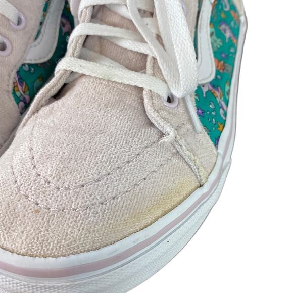 VANS Kids Off The Wall High Top Sneakers Ocean Print Back Zip 751505 Sz 3 - Picture 8 of 12